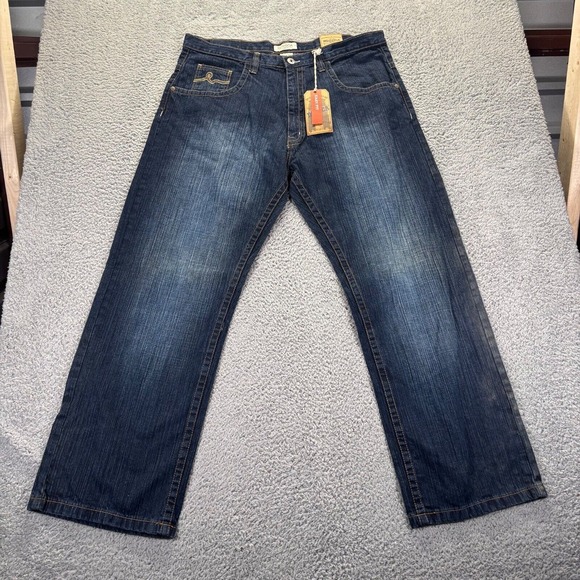 Vintage Dodeca Denim Jeans‎ Mens 40x32 Blue Dark Wash Cotton Easy Fit Baggy